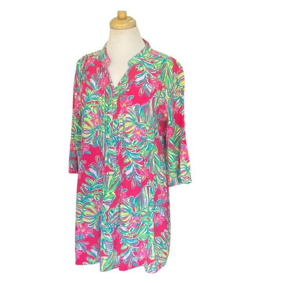 LILLY PULITZER Sarasota Pintuck Tunic in Jungle Tumble - Picture 3 of 16